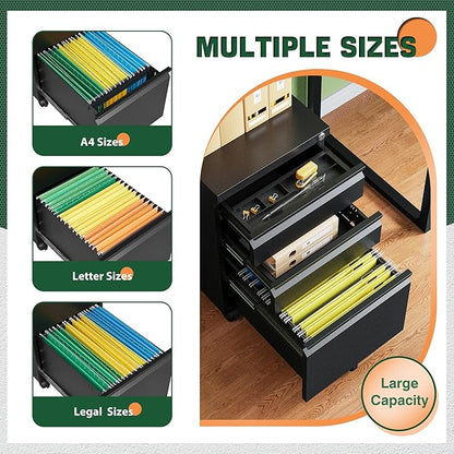 Letaya 3 Drawer Mobile File Cabinet - Image 5