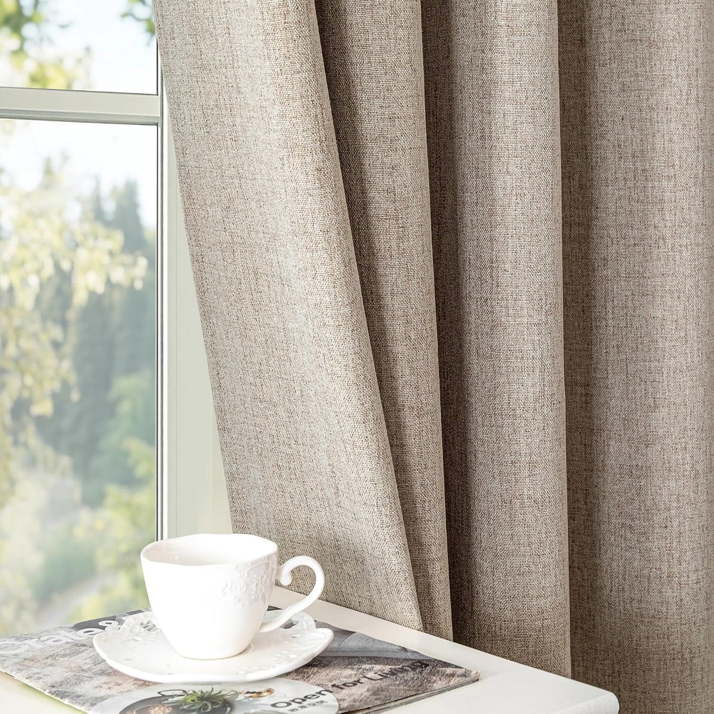 IGEMAEVE Blackout Curtains for Bedroom Rod Pocket Linen 52" W x 84" L | Living Room | Privacy | Room Darkening | Thermal | Insulated | Window Drape