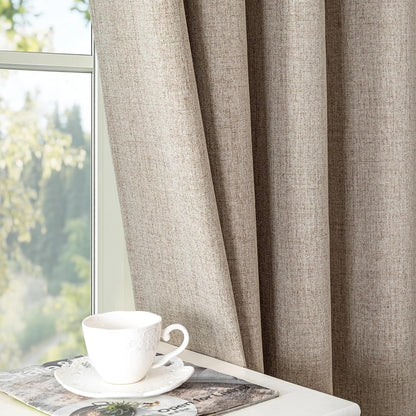 IGEMAEVE Blackout Curtains for Bedroom Rod Pocket Linen 52" W x 84" L | Living Room | Privacy | Room Darkening | Thermal | Insulated | Window Drape