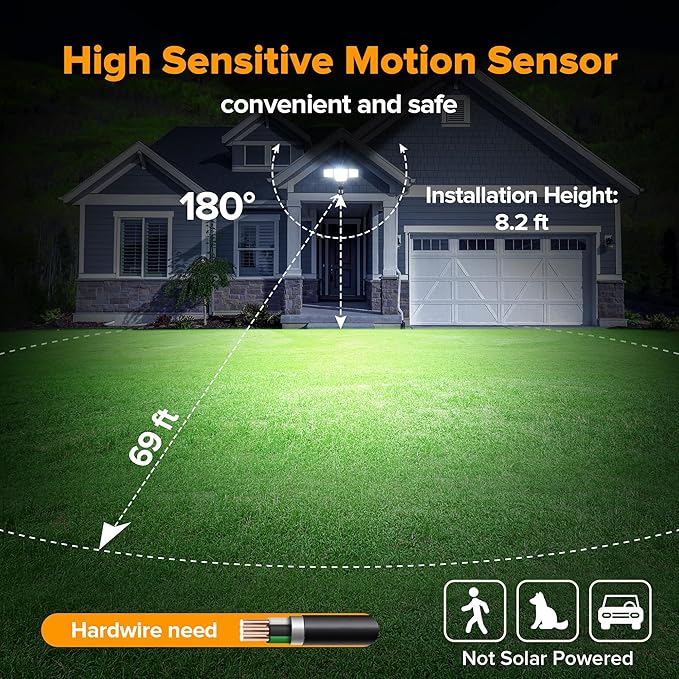 LUTEC 80W 9000LM LED Security Light Hardwire Motion Sensor Outdoor Lights - Image 3