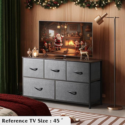 WLIVE Dresser for Bedroom with 5 Drawers, Wide Chest of Drawers, Fabric Dresser - Image 2