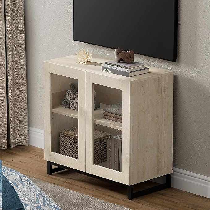 WAMPAT Modern TV Stand with Glass Doors - Image 8
