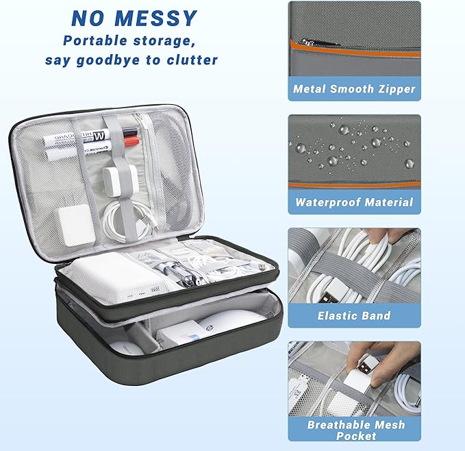 Electronics Organizer, Travel Cord Organizer Pouch, Portable Cable Organizer - Image 2