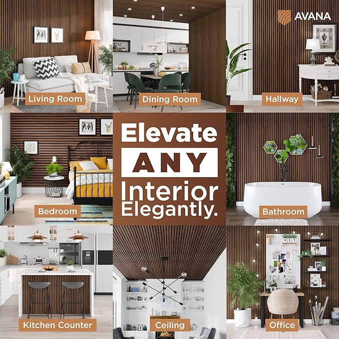 Avana Acoustic Wood Wall Panels – 94.4 x 12.6 Inch Rustic Walnut Acoustic - Image 3
