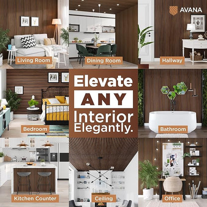 Avana Acoustic Wood Wall Panels – 94.4 x 12.6 Inch Rustic Walnut Acoustic - Image 3