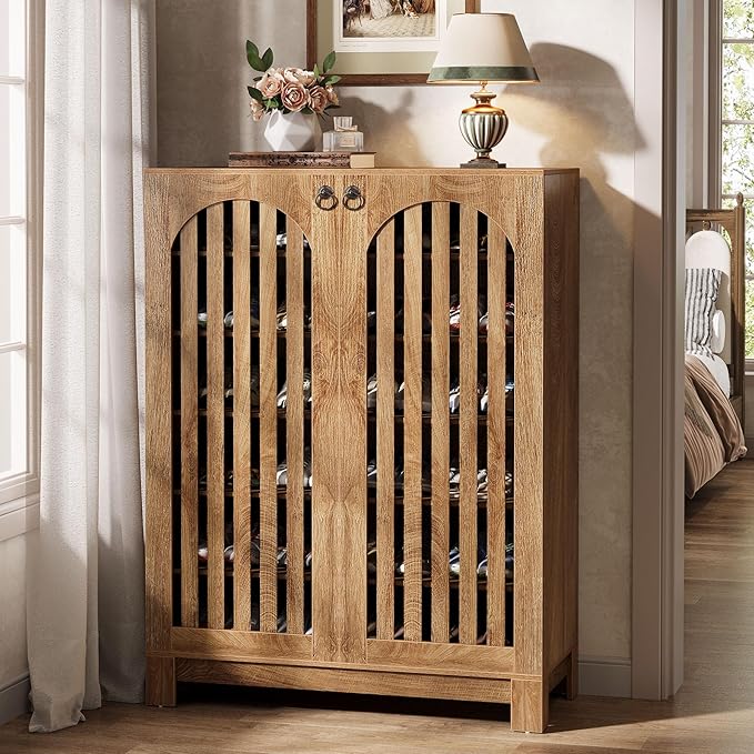 Tribesigns Shoe Cabinet with Slatted Doors, 6-Tier Entryway Shoe Storage Rack - Image 3
