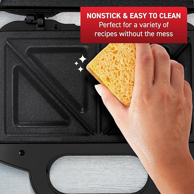 T-fal Compact Sandwich Maker, Stainless Steel, Indicator Lights, Cool Touch - Image 4