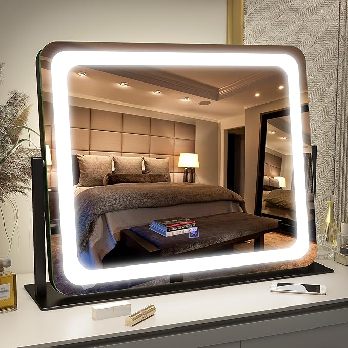 FENNIO Vanity Mirror with Lights 22"x17", LED Lighted Makeup Mirror, Large by FENNIOLEDMIRRORS