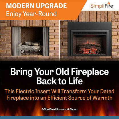 SimpliFire Electric Fireplace Insert, 32-Inch Black Traditional Fire Place - Image 2