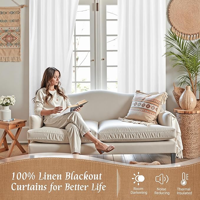 LAMIT 100% White Blackout Curtains - Image 2