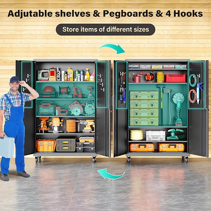 SISESOL Wide & Deep Metal Storage Cabinet - Image 5