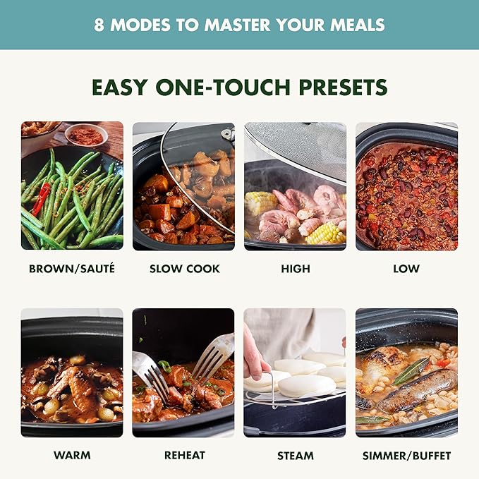 GreenPan Elite 8-in-1 Programmable 6QT Electric Slow Cooker, Dishwasher Safe - Image 3