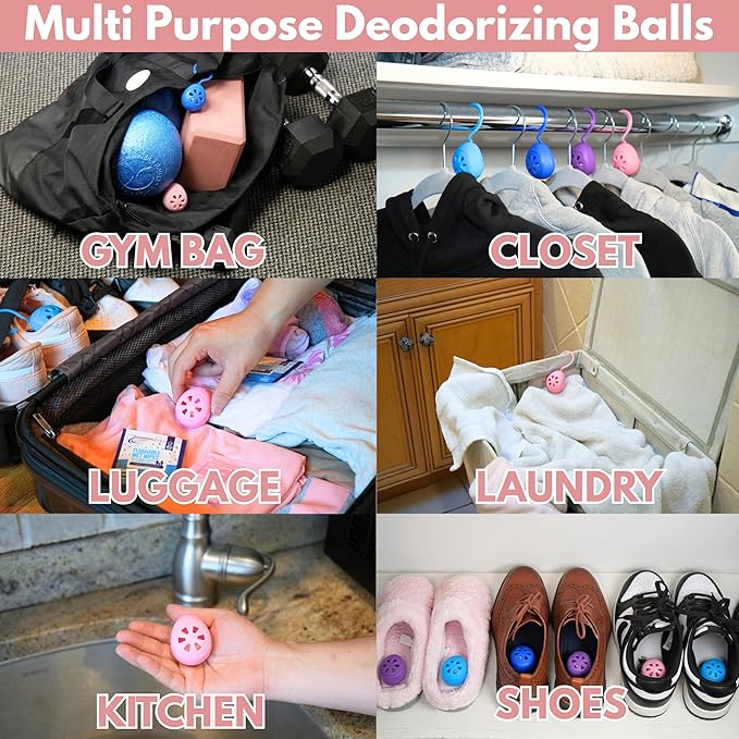 Air Jungles Shoe Deodorizer Balls 6 Ct, Honey Peach Scent, Odor Remover Balls - Image 5