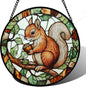 DASTOLL Stained Glass Window Hanging, Squirrel on a Branch Suncatcher Diamond Glass Panel Animal Sun Catchers Decor for Birthday for Women, Men, Wife, Aunt, and Mom 14.9x14.9 in