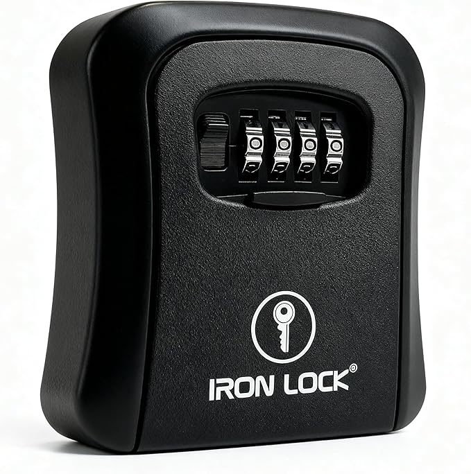 Iron Lock® Key Lock Box Wall Mount – Medium Waterproof Heavy-Duty Metal Safe by IronLock