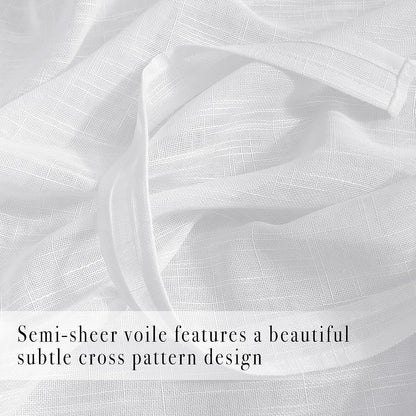 Pony Dance Tie Up Curtains - Bathroom Window Curtain Small Ballon Shade Valances for Kitchen Linen Look Semi-Sheer Decorative, 42 inches x 45 inches, White, 1 Piece