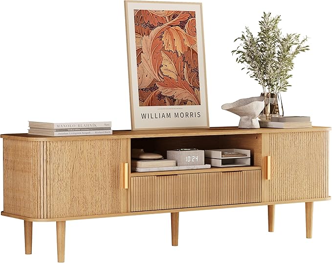 DAMCROP 62.4 Inch Fluted TV Stand, Modern Media Console Table - Image 9