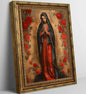 SQHVFXWR Golden Frame Our Lady of Guadalupe Canvas Wall Art with Religious Virgin Mary Painting Decor for Home Church Office - Red Rose & Halo Blessed Virgin Artwork16x24in