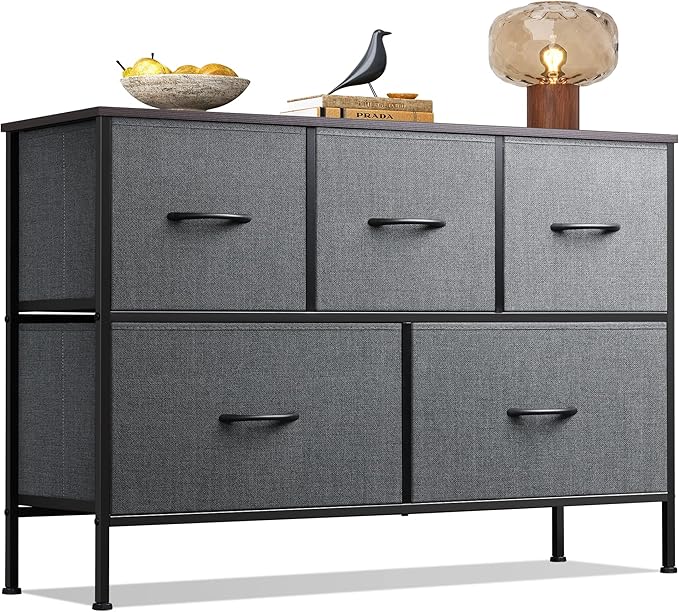 WLIVE Dresser for Bedroom with 5 Drawers, Long Storage Tower Organizer Unit by WLIVE