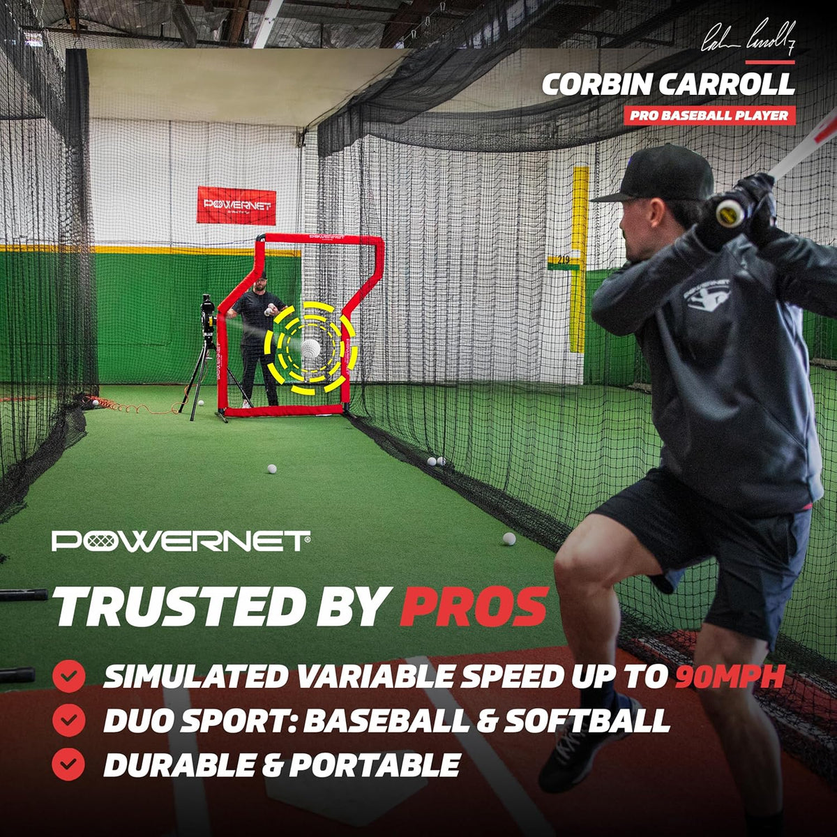 PowerNet Launch F-lite Softball & Baseball Pitching Machine, Dimpled Prac...
