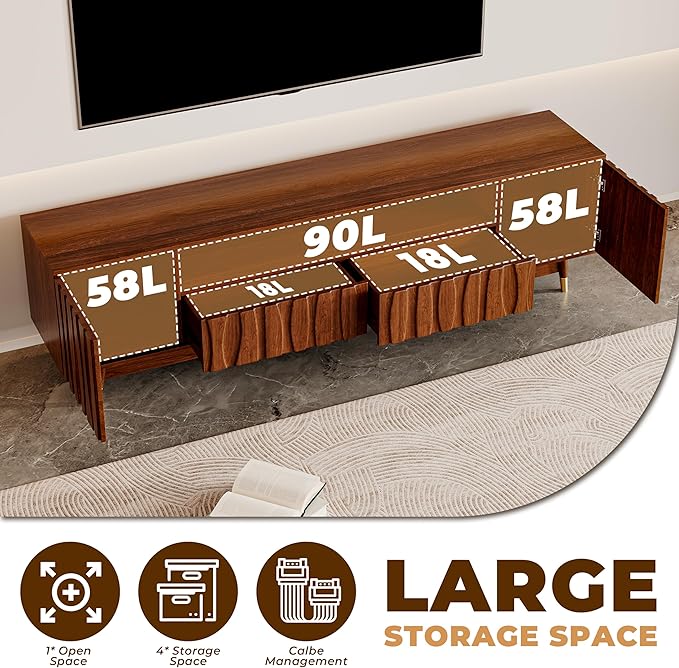 ATJafurn 78‘’ Brown Walnut Finish TV Stand - Image 5