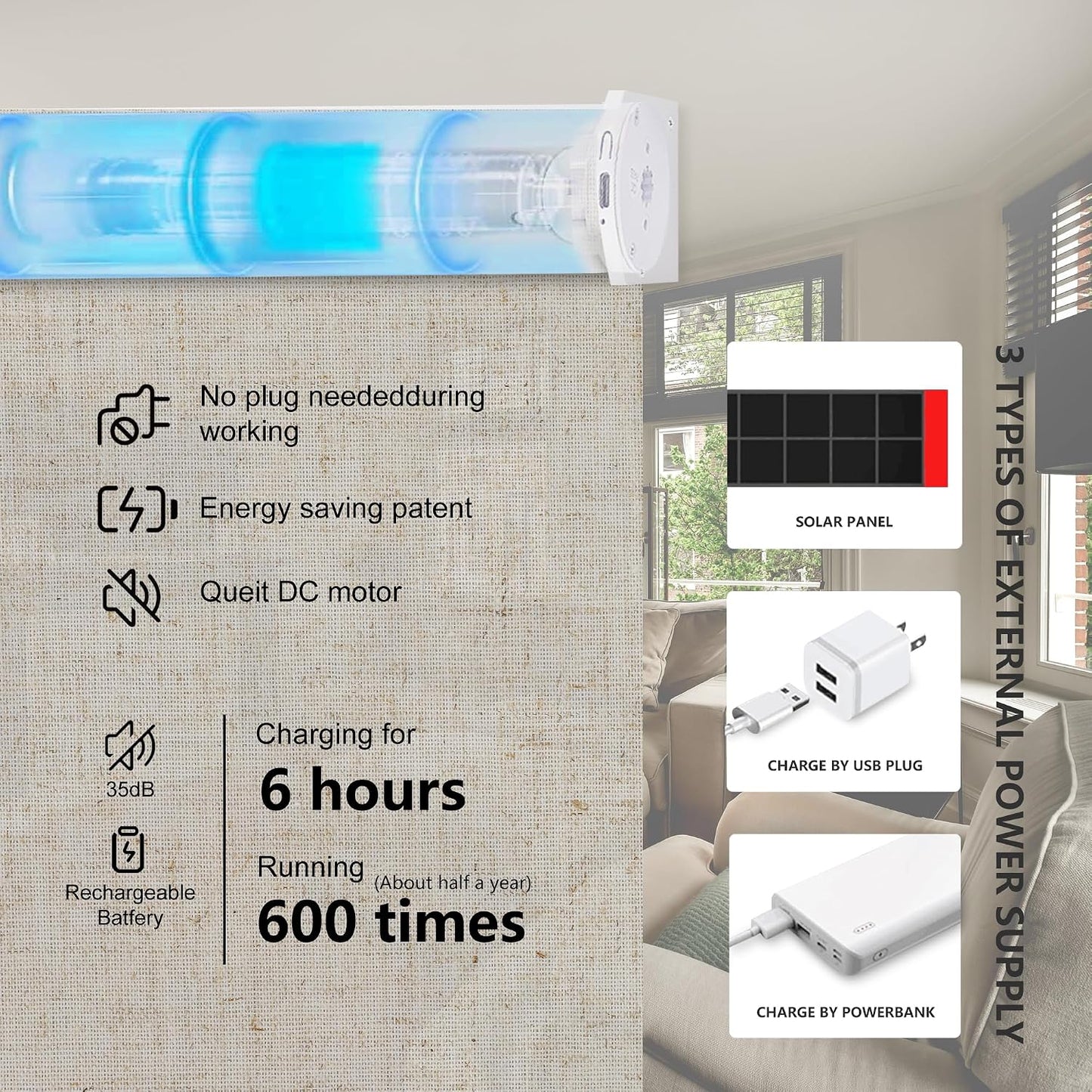 Bringnox Motorized Blinds with Remote,Light Filtering, Voice Controlled | With Apple Home, Google Home and Alexa, for Home, Bedroom, Custom Size
