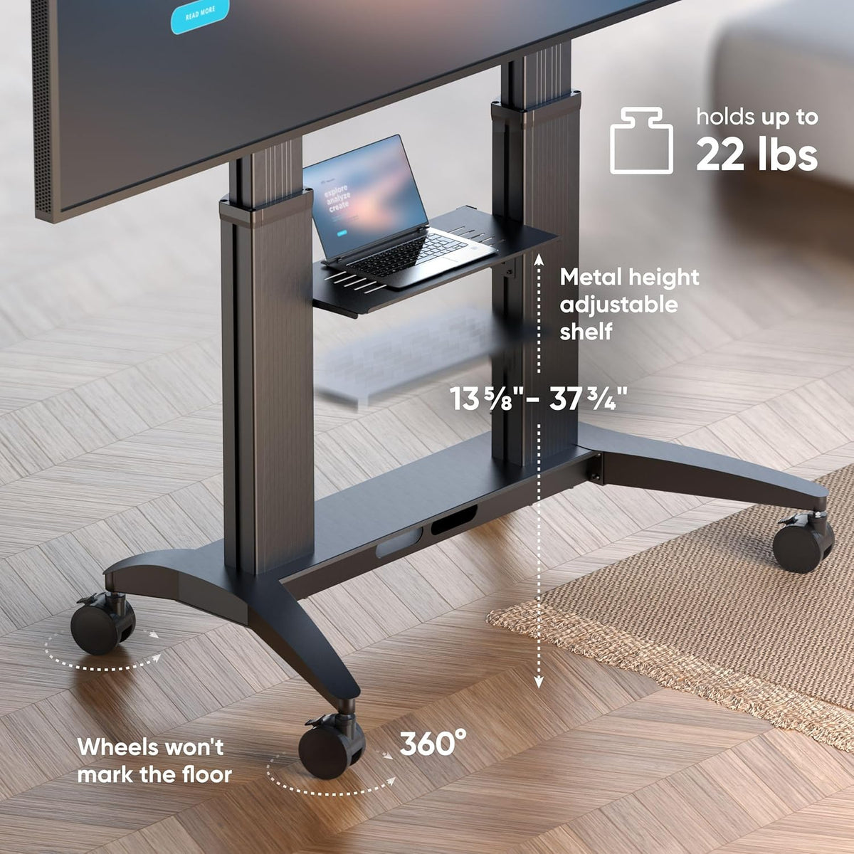 onkron mobile tv stand 70-110 inch, up to, package contents