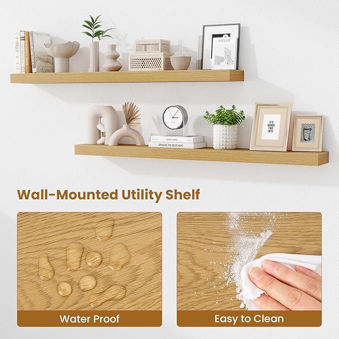 Fun Memories Floating Shelves 48 Inch, Extra Large Wood Shelf Set of 2 - Image 4