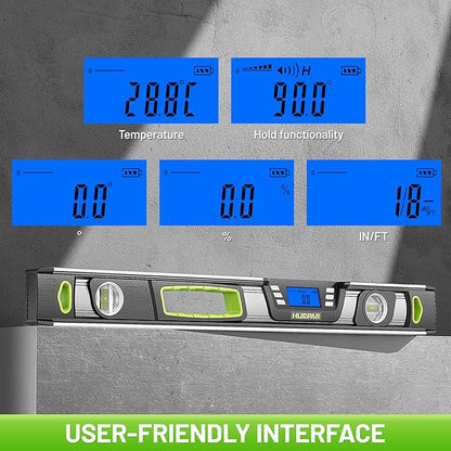 Huepar 24-Inch Digital Level, Professional Magnetic Electronic Torpedo Level - Image 6