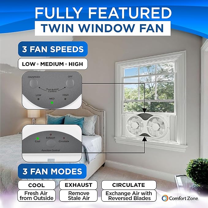Comfort Zone 9-Inch Window Fan - Image 3