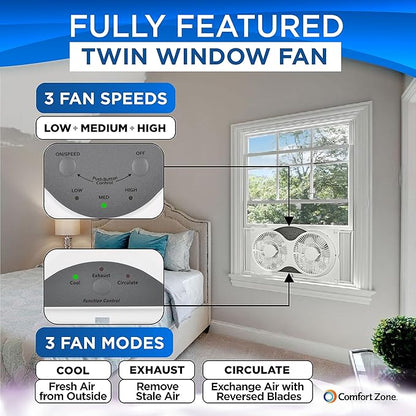 Comfort Zone 9-Inch Window Fan - Image 3