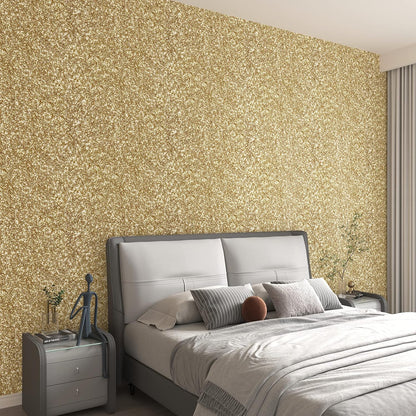 354"x17.7" Glitter Wallpaper Stick and Peel for Bedroom Gold Wallpaper Gold Glitter Wall Paper Removable Wall Covering for Bathroom Sparkle Contact Paper for Cabinets Chunky Sequins Vinyl