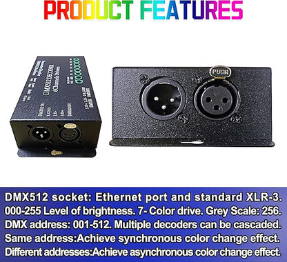 CANRIA DC 5V-24V 6 Channel DMX512 Decoder LED Controller, - Image 4