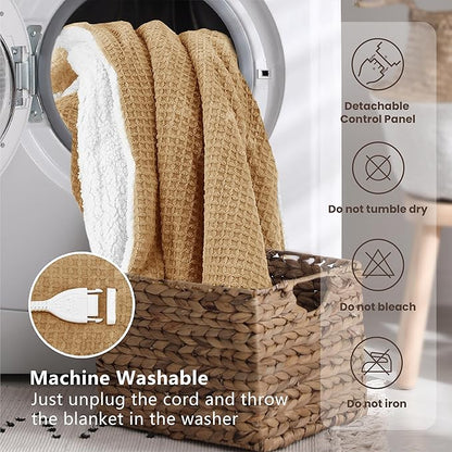 Heated Blanket Electric Blanket Full Waffle, 72x84 Inches Sherpa Fleece Fast - Image 7