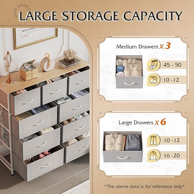 WLIVE 9-Drawer Dresser, Fabric Storage Tower - Image 5
