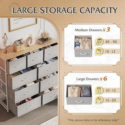 WLIVE 9-Drawer Dresser, Fabric Storage Tower - Image 5