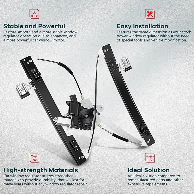 FINDAUTO Front Driver Left Side Power Window Regulator - Image 2