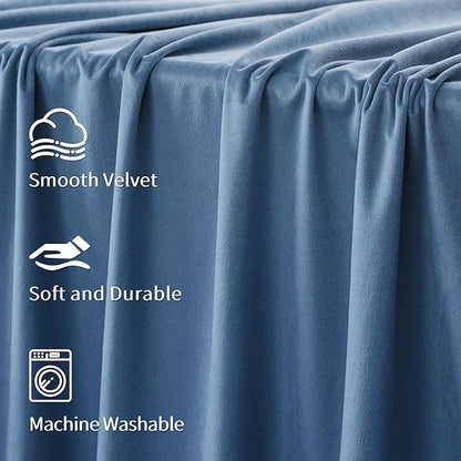 FMFUNCTEX Velvet Blackout Curtains Blue Thermal Insulated Curtains - Image 9