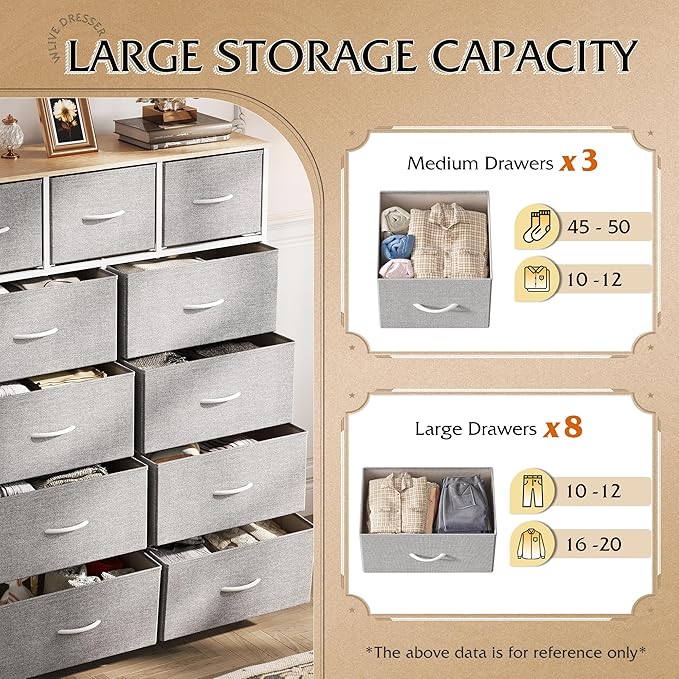 WLIVE Tall Dresser for Bedroom, Fabric Dressers Storage Tower, Dresser & Chest - Image 5