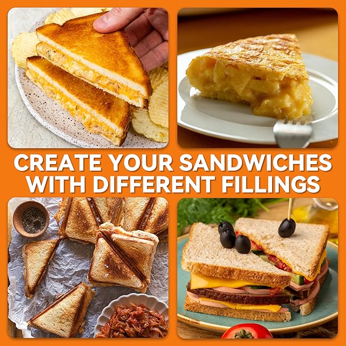 Baker’s Friend Breakfast Sandwich Maker, 4 Slices of Panini Grill Press - Image 5