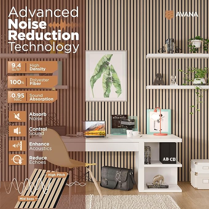 Avana Modern Acoustic Wood Wall Panels – 94.4 X 12.6 Inch White Oak Acoustic - Image 5