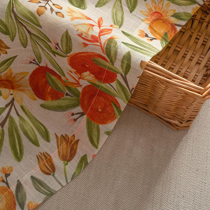 DriftAway Orange Harvest Double Layer Linen Blackout Tie Up Curtains Thermal Insulated Lined Balloon Roman Shade for Bathroom Cafe Autumn Fall Printed Vintage 25 Inch by 47 Inch Orange Coral Gold