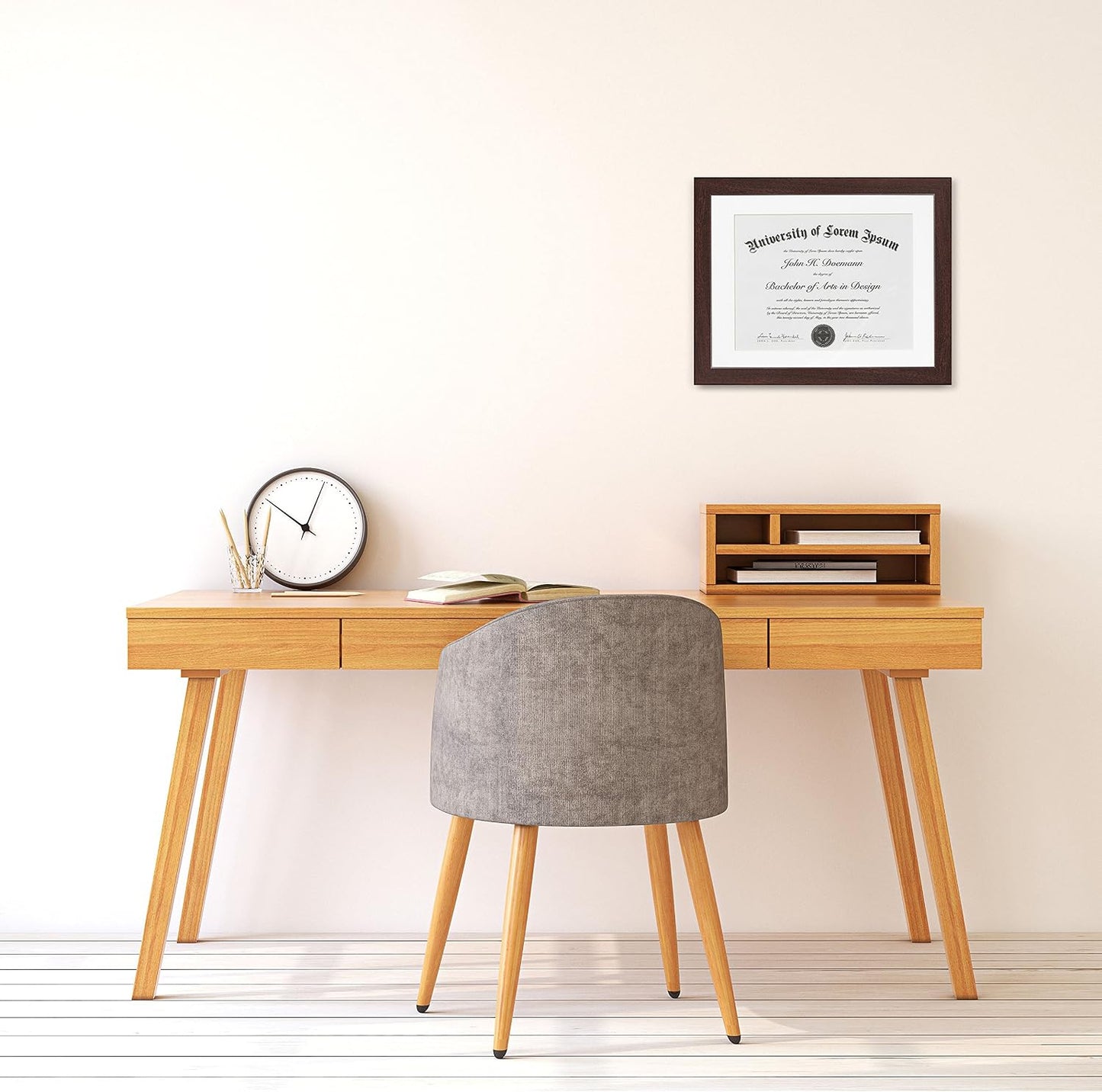 Americanflat 11x14 Diploma Frame with Shatter-Resistant Glass - Use as 8.5x11 Frame with Mat or Display 11x14 Documents Without Mat - Certificate Frames with Engineered Wood for Wall - Mahogany | Engineered Wood construction, Shatter-resistant glass
