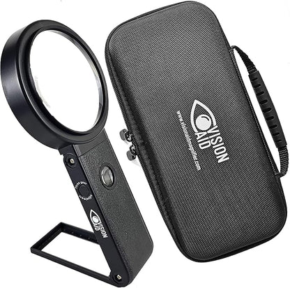 30x Hands-Free Magnifier with USB Rechargeable Ultra Bright LED Lights and Case by VisionAidUSA