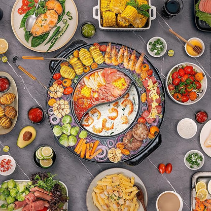 Food Party Hot Pot with Grill 2 in 1 Electric Smokeless Grill and Hotpot Pot - Image 6