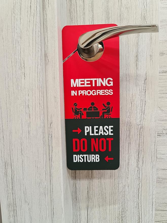 Business Design, Meeting In Progress Do Not Disturb Door Hanger Sign, 2 Pack - Image 7