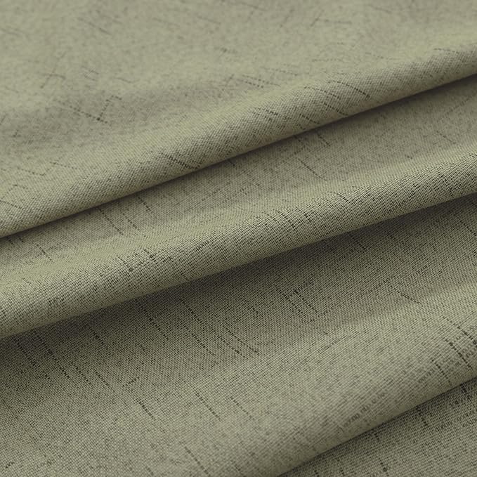 KOUFALL 52x72 Inches Long Sage Green Back Tab Linen Blackout Curtains - Image 7