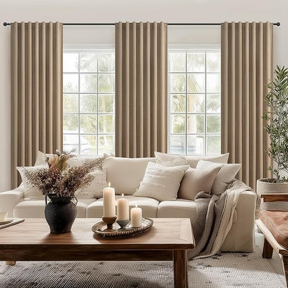 RustBrown Black Out 96 Inch Long Boho Curtains 2 Panel Set, Farmhouse Curtains - Image 6