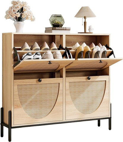 IRONCK Rattan Shoe Cabinet Storage by IRONCK