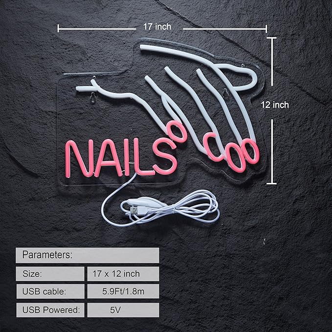 Nails Salon Neon Sign Dimmable Neon Light - Image 2